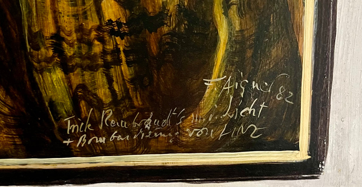 Fritz Aigner – „Der Malerfürst und seine Frau vor Linz“, 1982