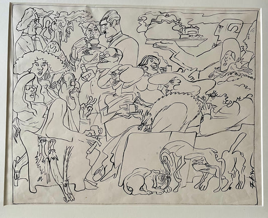 Fritz Aigner – „Lord Flagellation’s Tea Party“, Tuschezeichnung