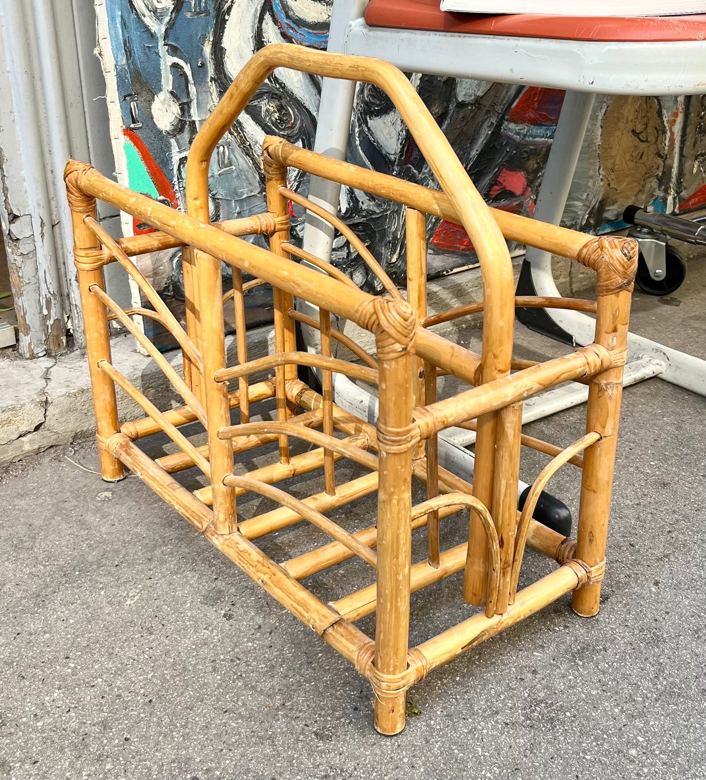 Vintage Bamboo Zeitschriften Ständer