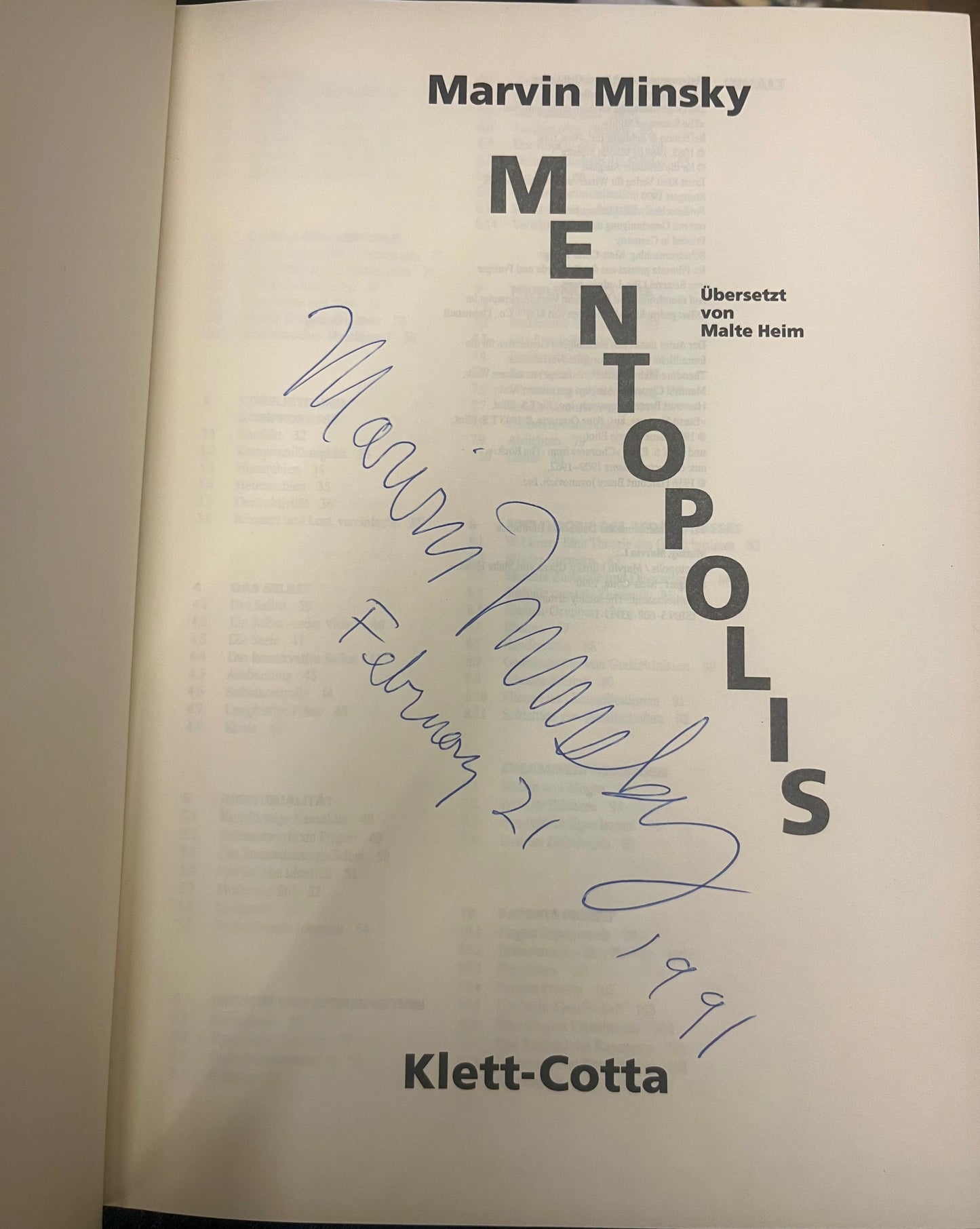 Signiert Marvin Minsky Mentopolis