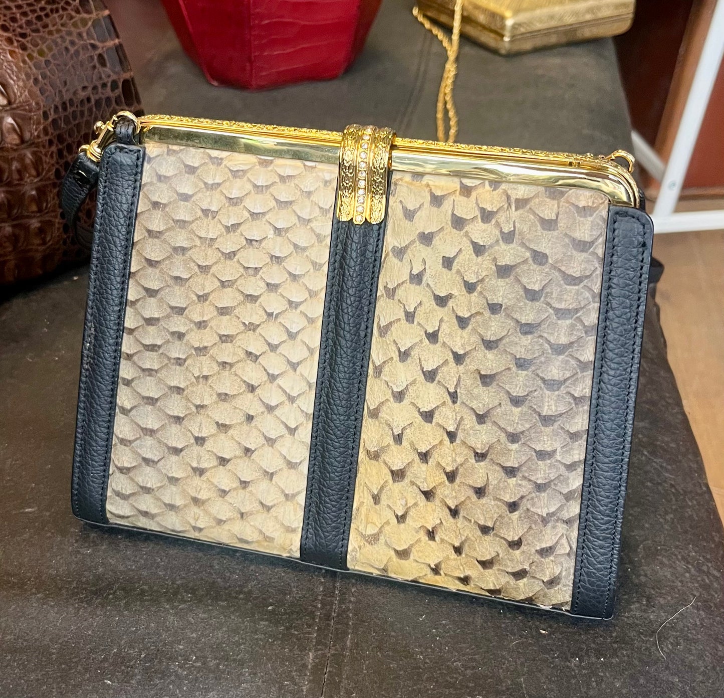 Vintage Damen Lederhandtasche