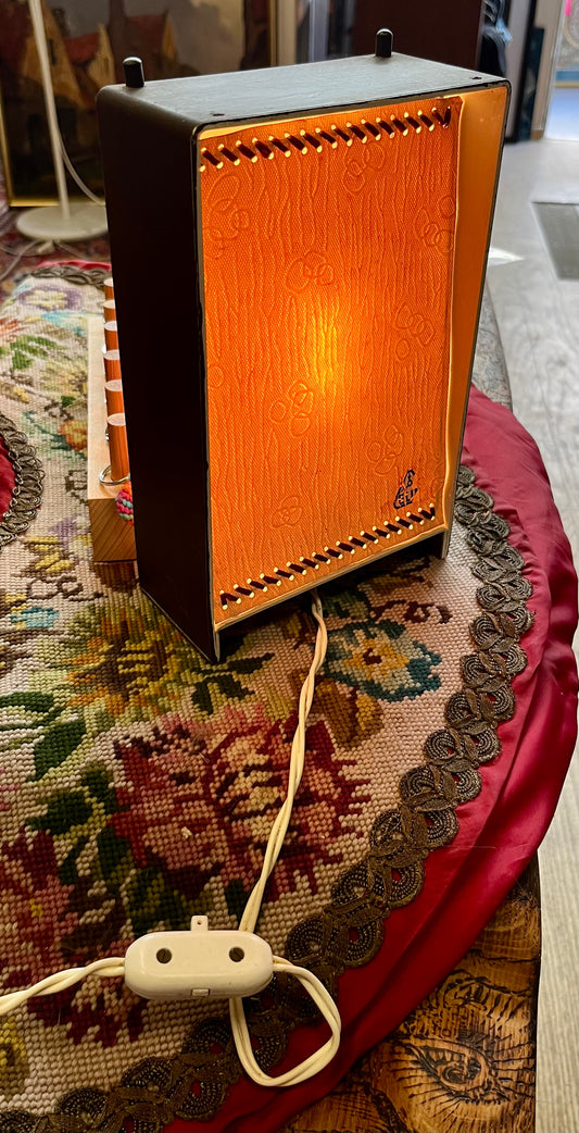 Vintage Tischlampe Leder & Holz | 1960er/70er Retro Design