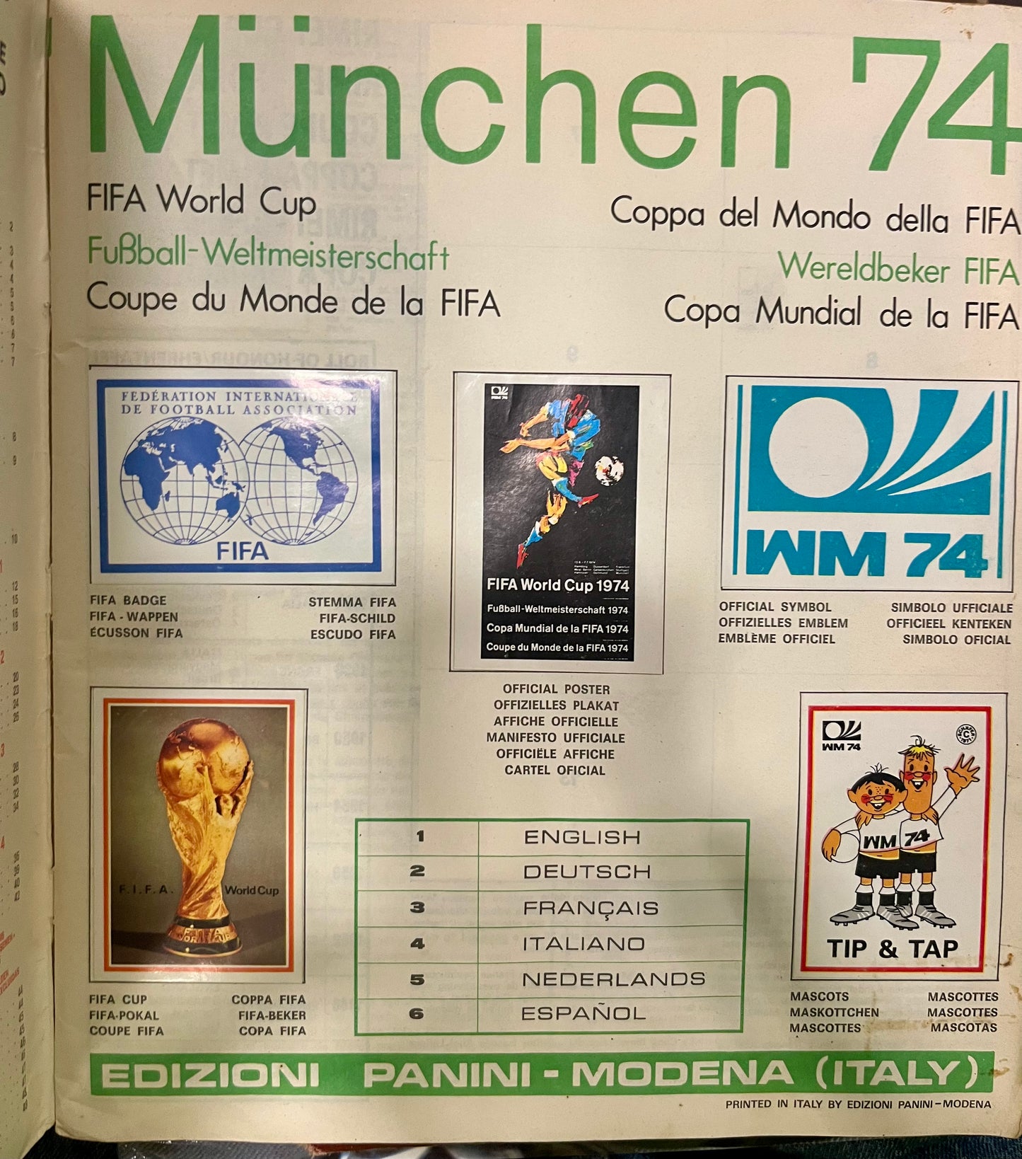 Panini Sammelabum Fußball Weltmeisterschaft 1974 Deutschland