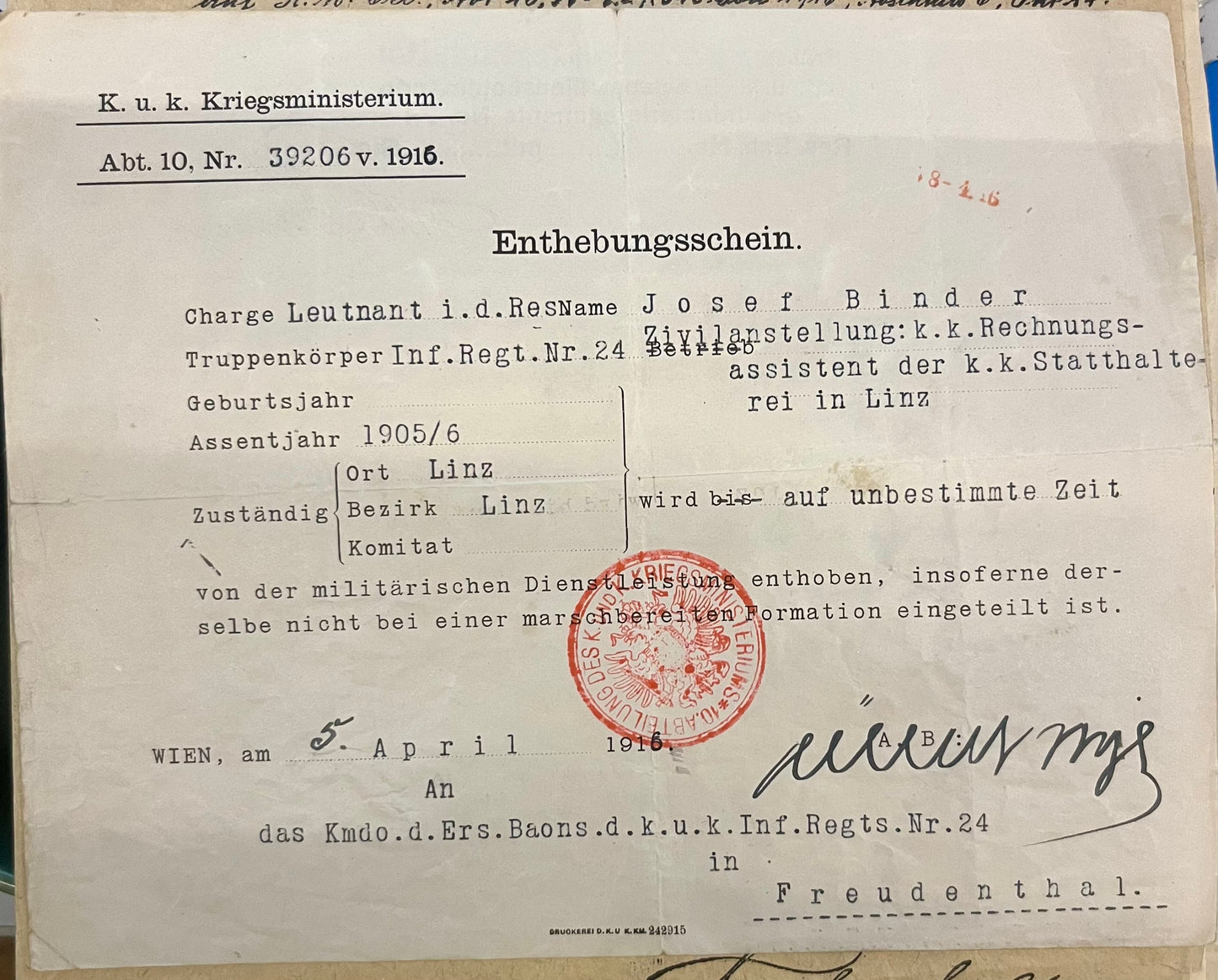 Originale k. k. Dokumente – historisches Konvolut