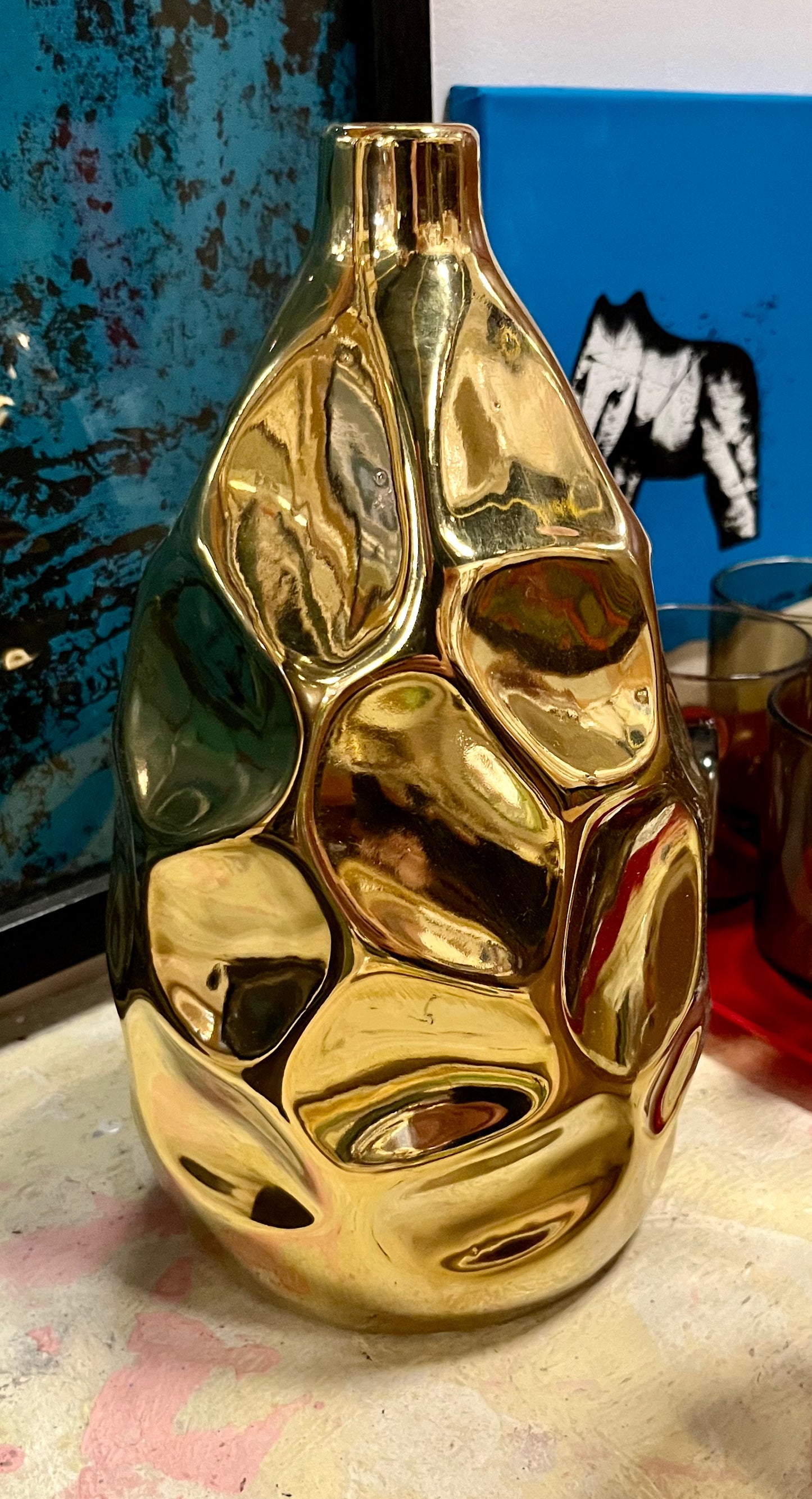 Vintage Blumenvase Gold