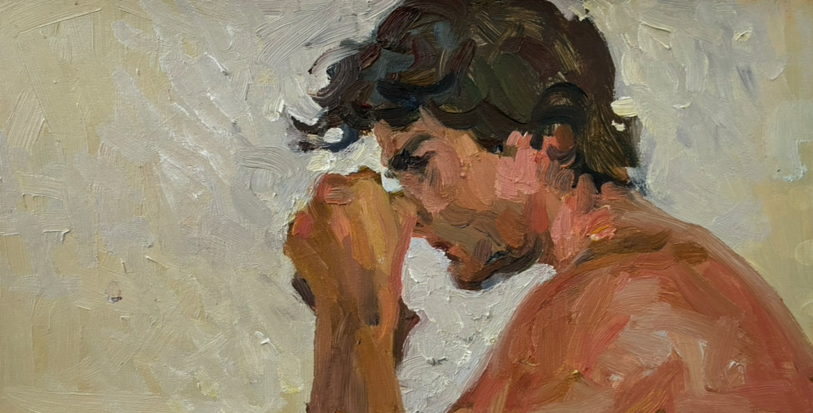 Veronika Ordintseva, Kämpfer, Öl auf Karton, (29,5 x 15 cm) ungerahmt
