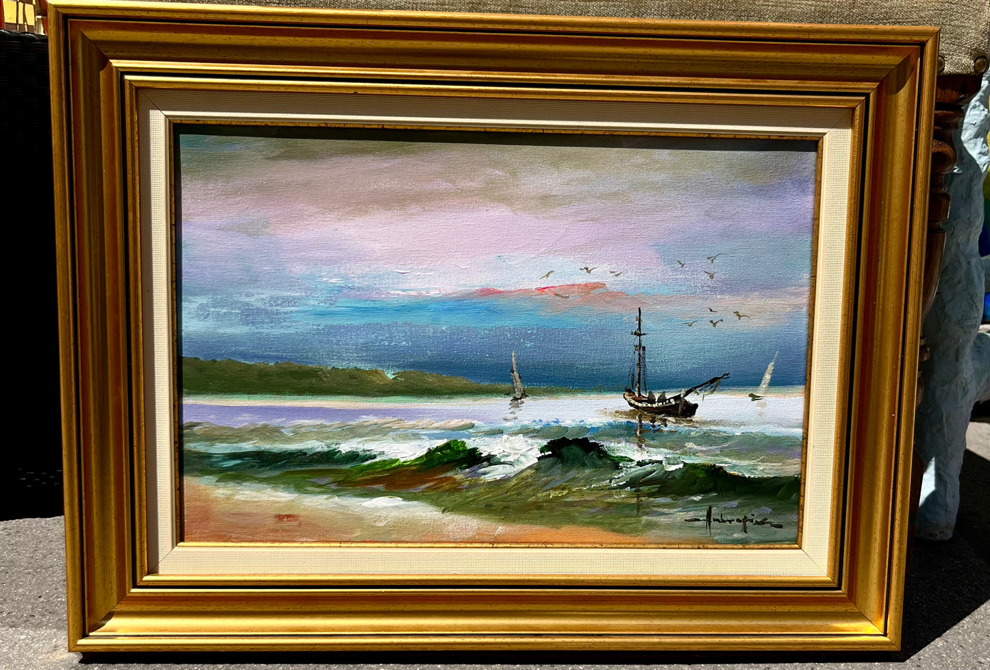 Vintage Ölbild gerahmt