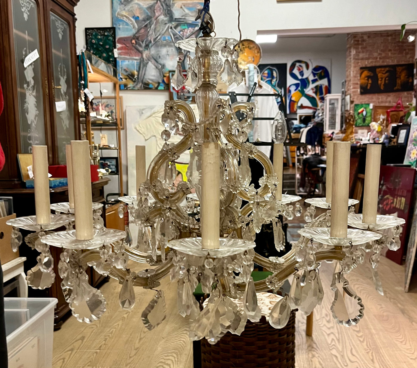 Vintage Deckenleuchter Kristall