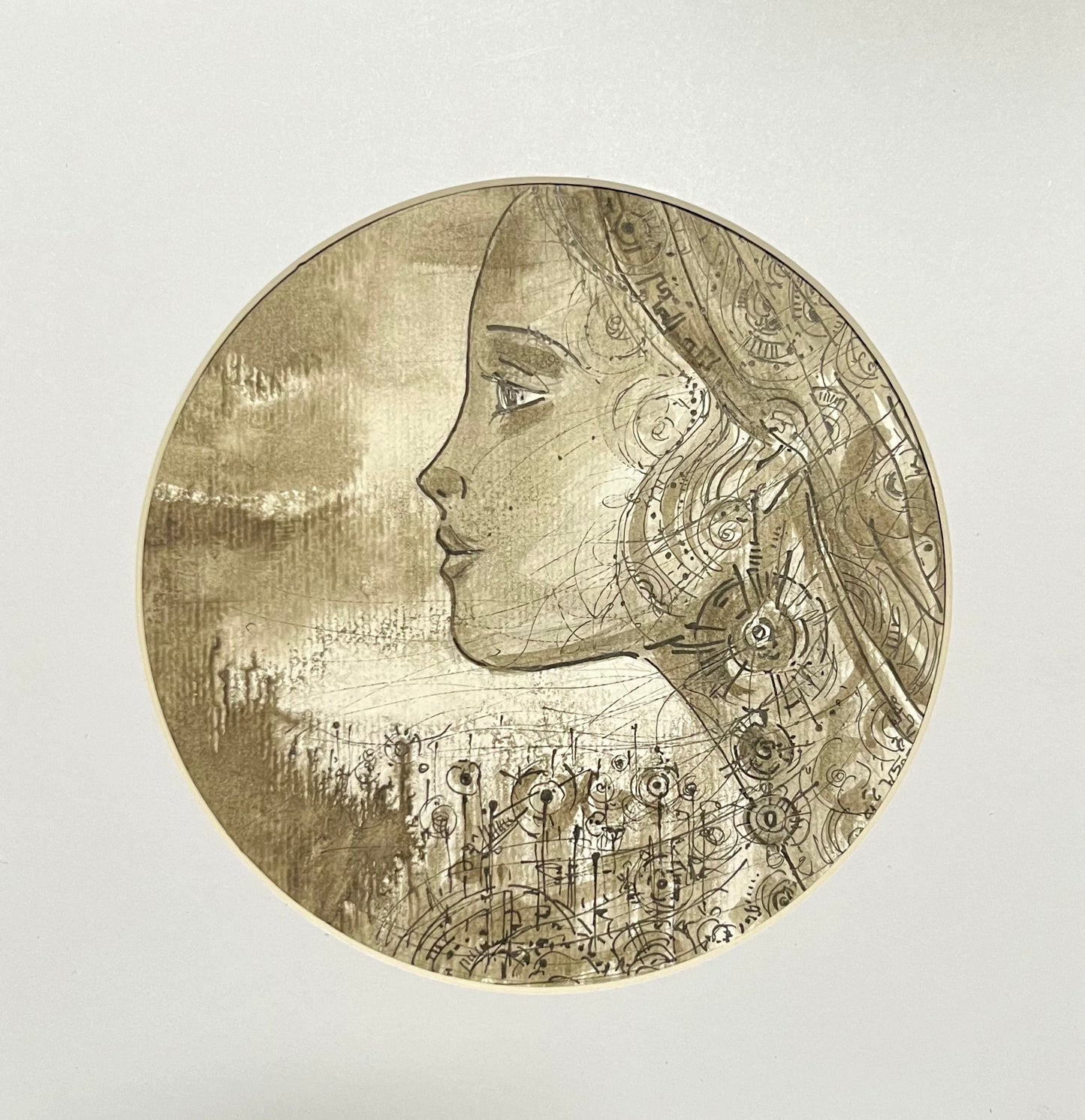 Vladimir Sota, Tuschzeichnung aquarelliert