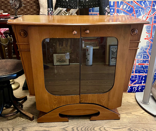 Vintage Vitrinenschrank | Eiche, Getöntes Glas | Österreich ca. 1960–70er