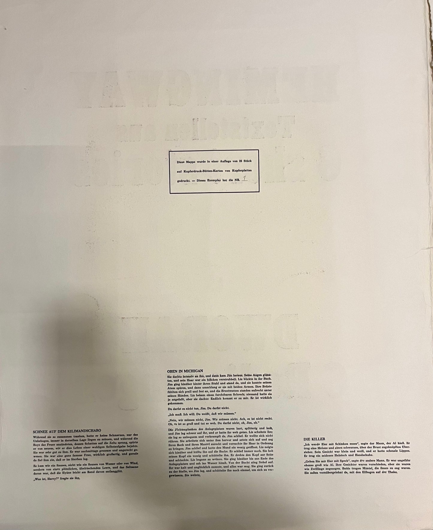 Dworak, Hemingway Mappe 1/35