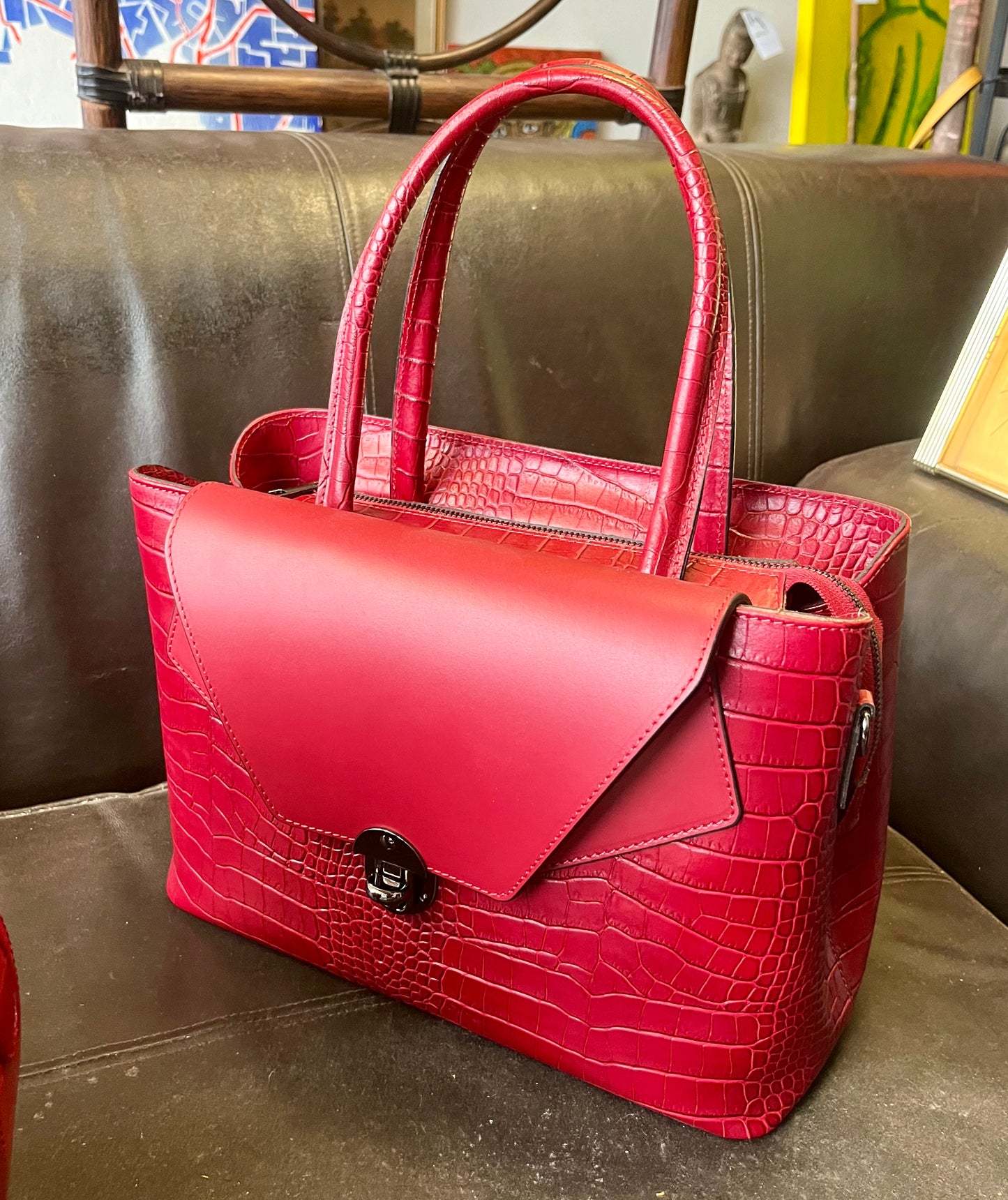 Vintage Damen Lederhandtasche