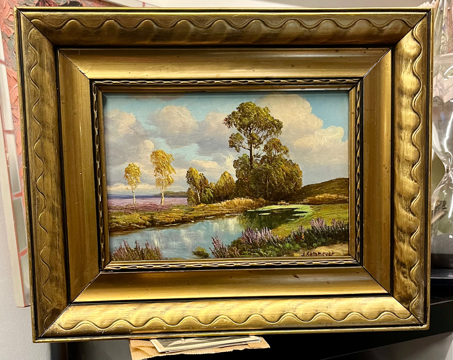 J. Kammeyer „Herbsttag“ – Flusslandschaft, Öl auf Platte