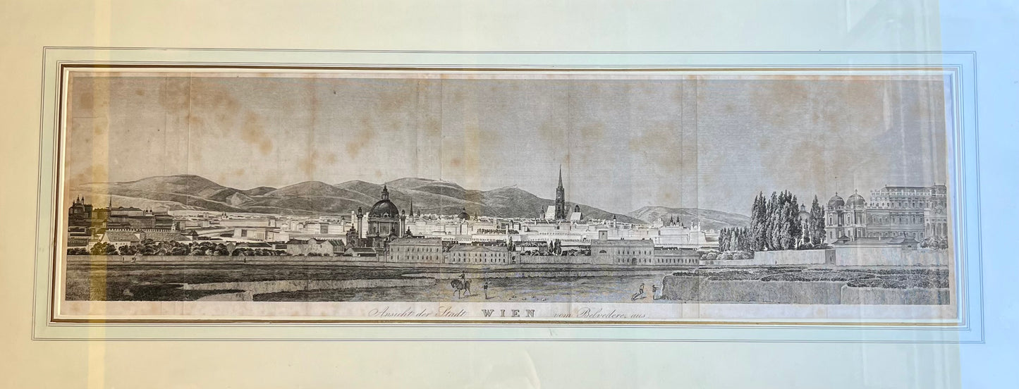Kupferstich Wien vom Belvedere