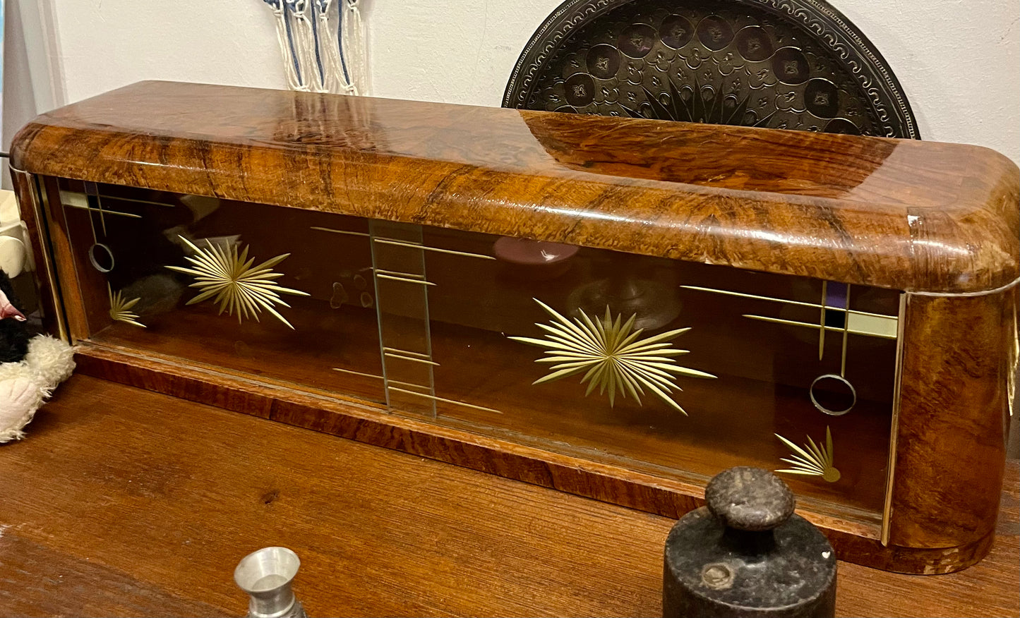Vintage Kommoden/Tisch Aufsatz Holz Glas