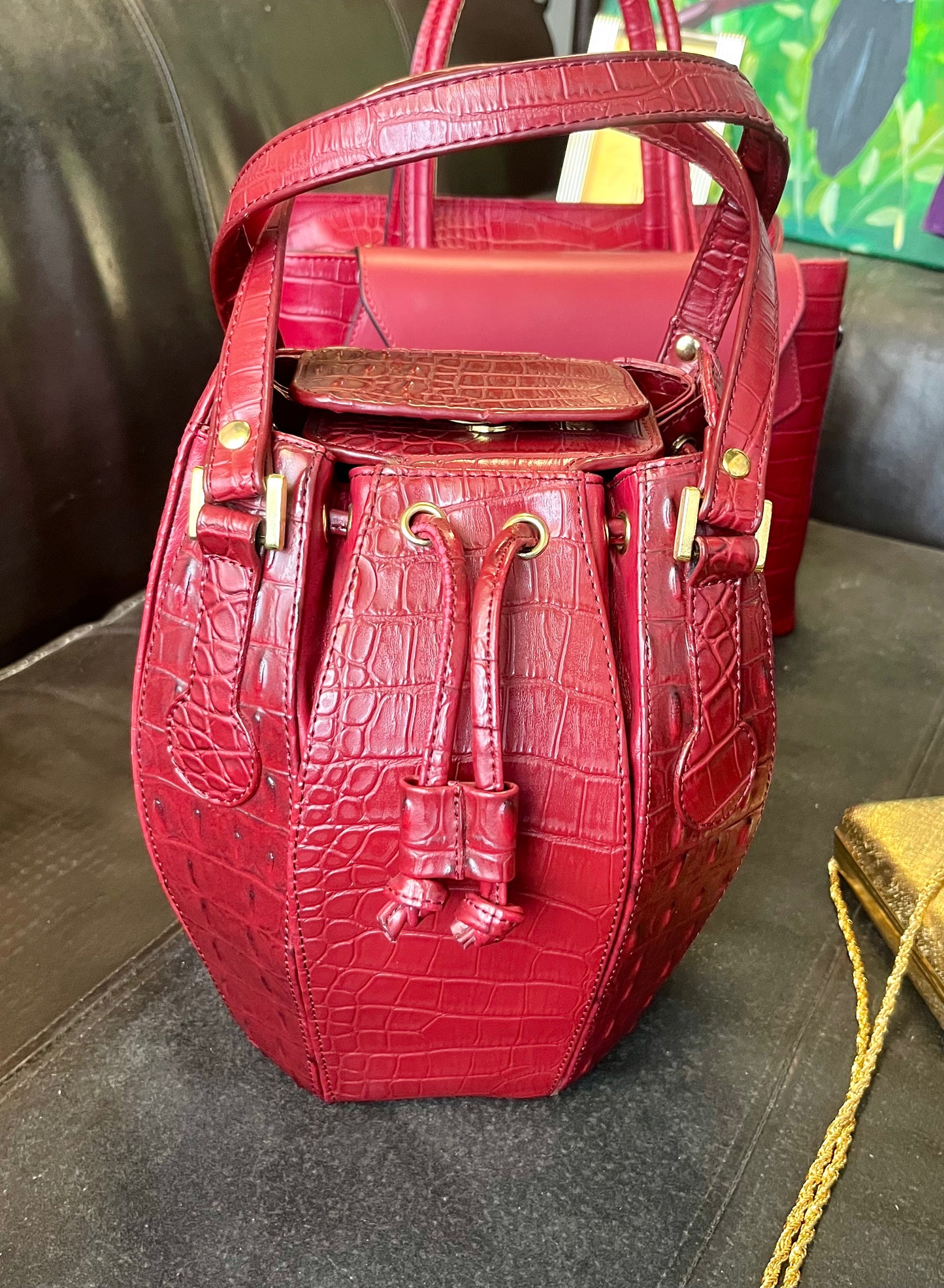 Vintage Damen Lederhandtasche