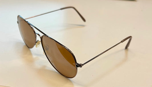 Vintage Aviator Sonnenbrille – Metallrahmen Bronze, Braune Gläser
