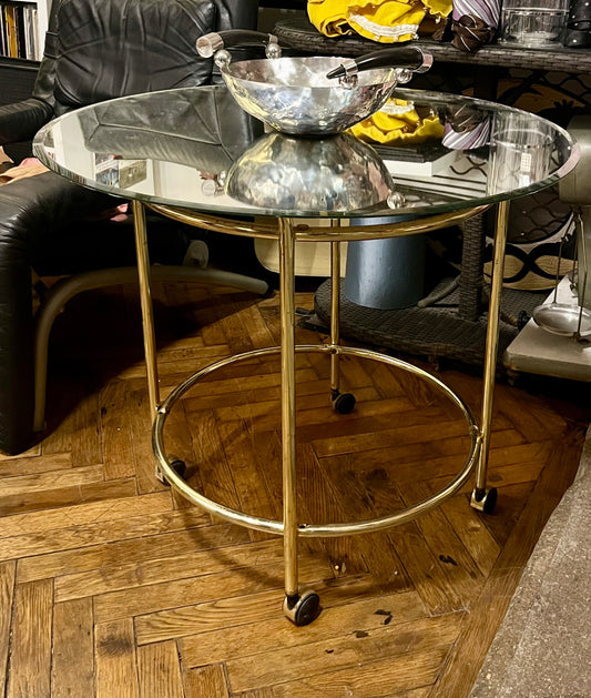 Vintage Beistelltisch Spiegel rollbar