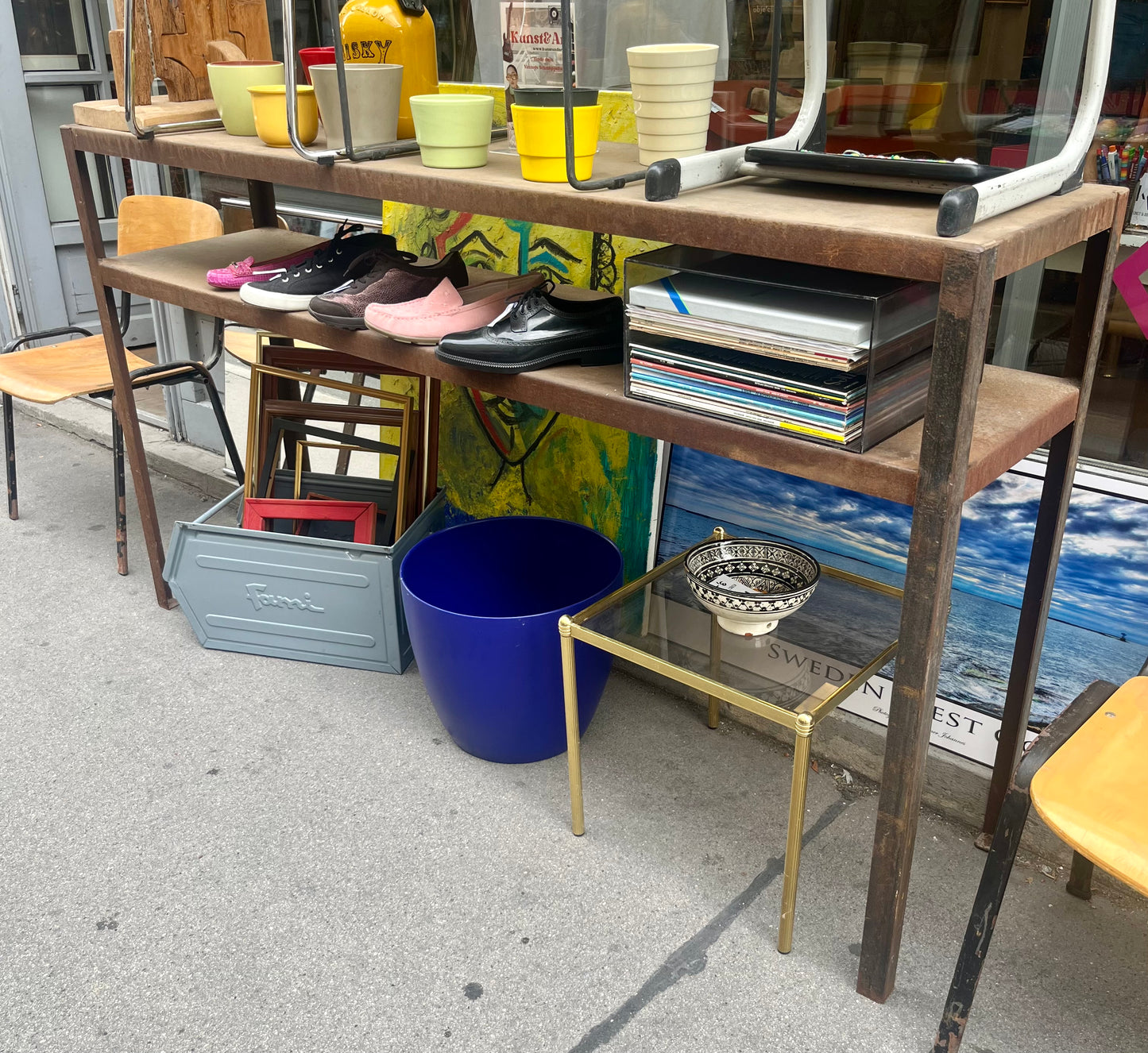 Großes Massives Vintage Industrial Design Regal