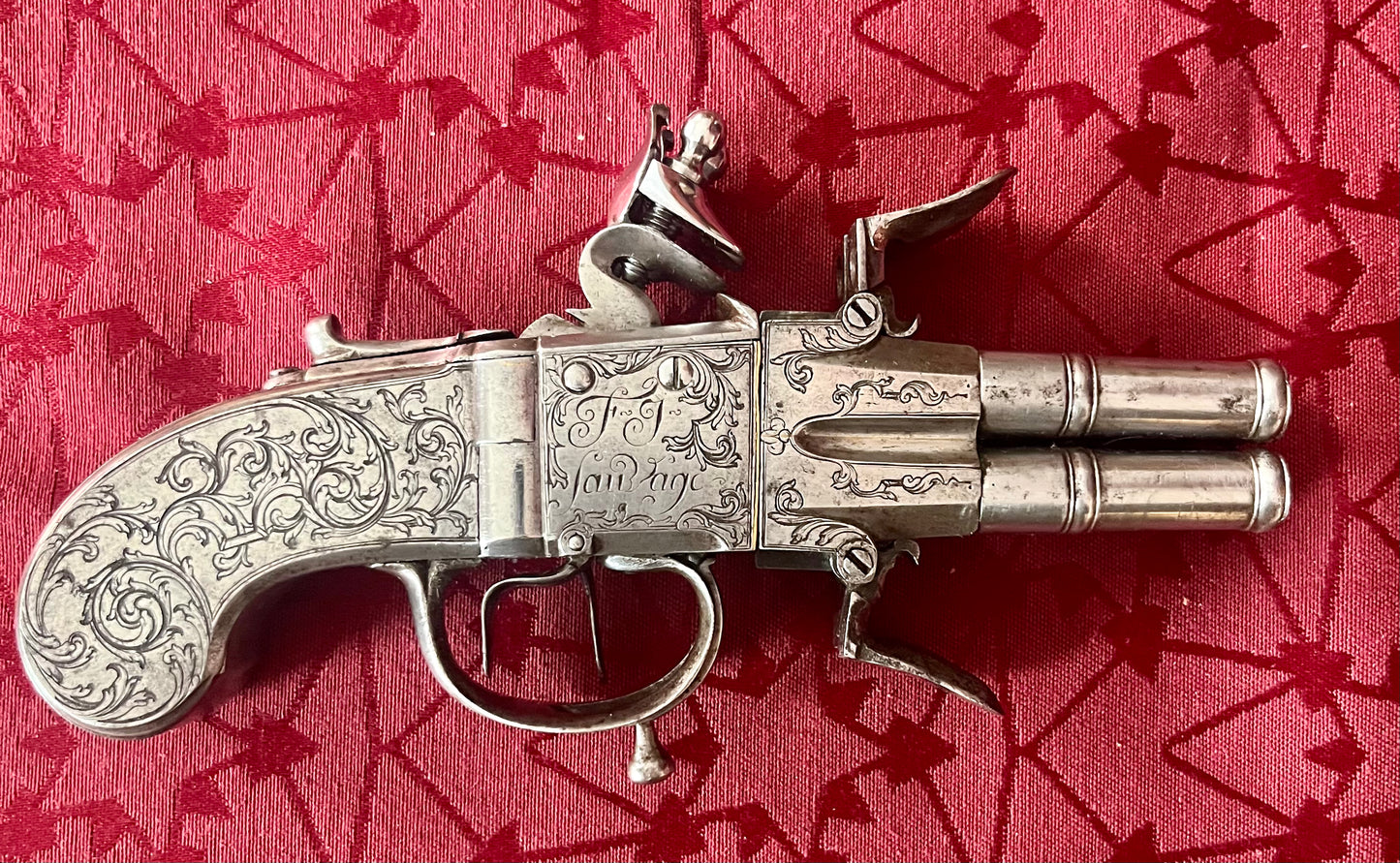 Ganzmetallpistole, vierläufig, Liege Belgien 1750