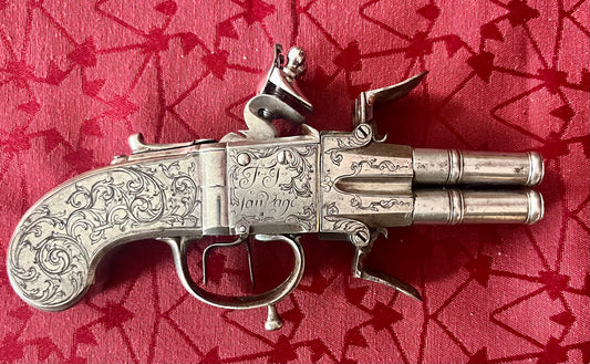 Ganzmetallpistole, vierläufig, Liege Belgien 1750