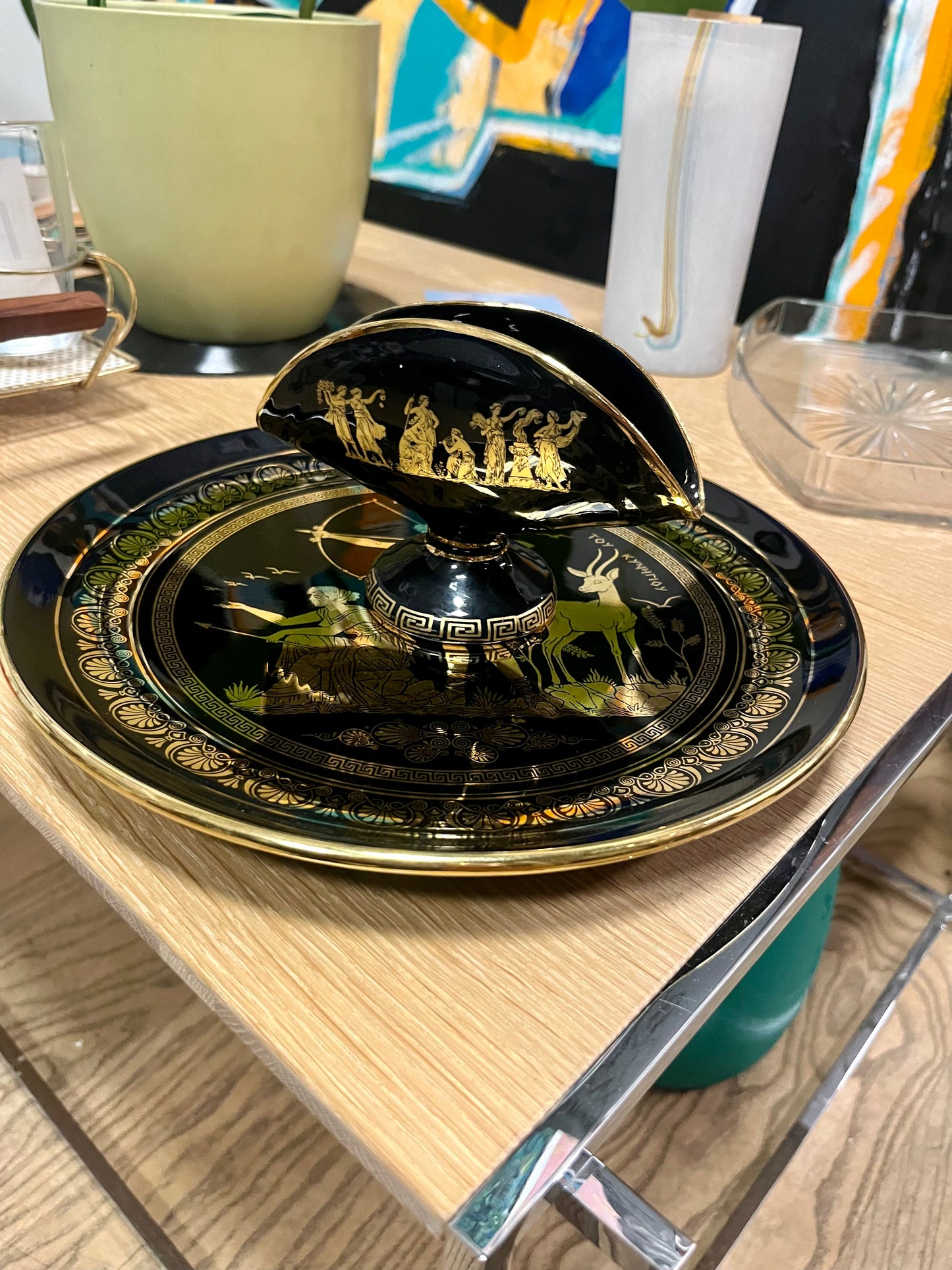 Set Teller und Serviettenhalter Griechischer antikisierender Stil