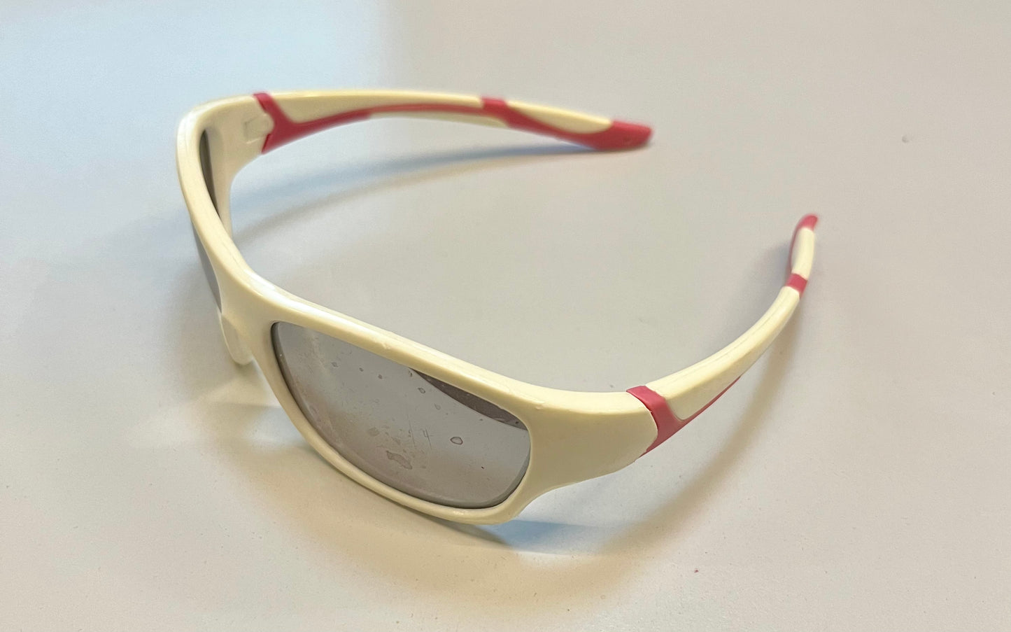 Kinder-Sportsonnenbrille – Weiß/Rot, Verspiegelte Gläser