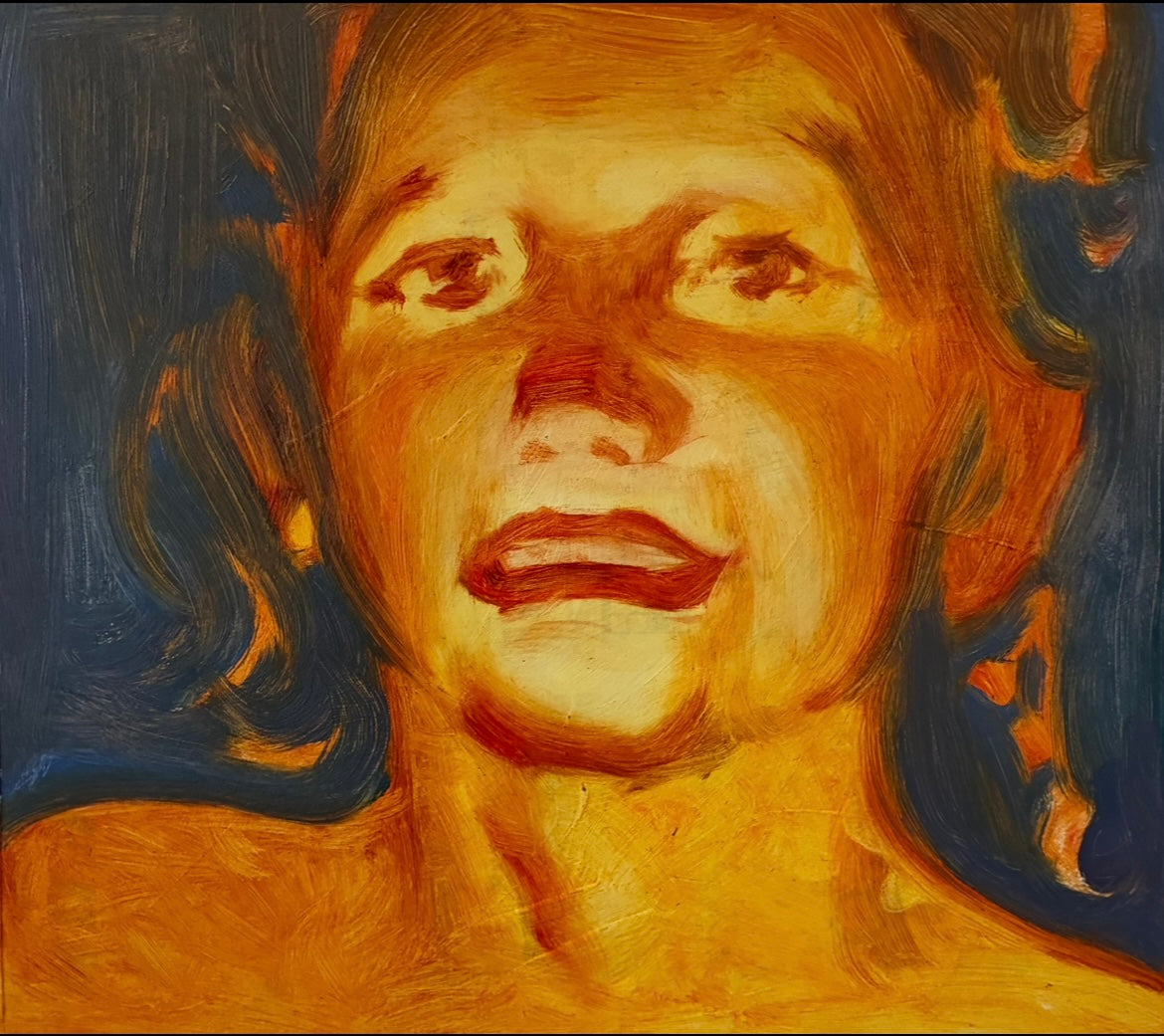 Veronika Ordintseva, Porträt in Orange
Öl auf Karton, (22 × 20 cm) ungerahmt