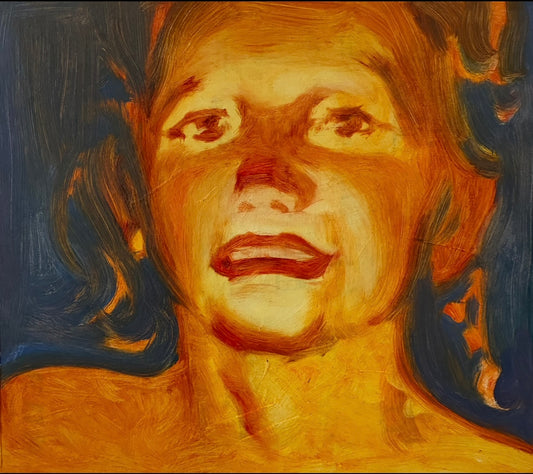 Veronika Ordintseva, Porträt in Orange
Öl auf Karton, (22 × 20 cm) ungerahmt