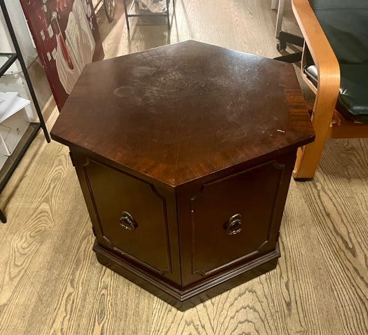 Vintage Hexagonaler Beistelltisch mit Stauraum