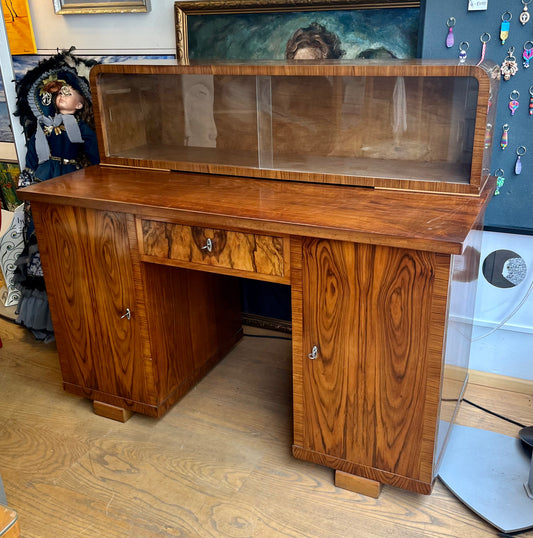 Vintage Schreibtisch Holz mit Aufsatz