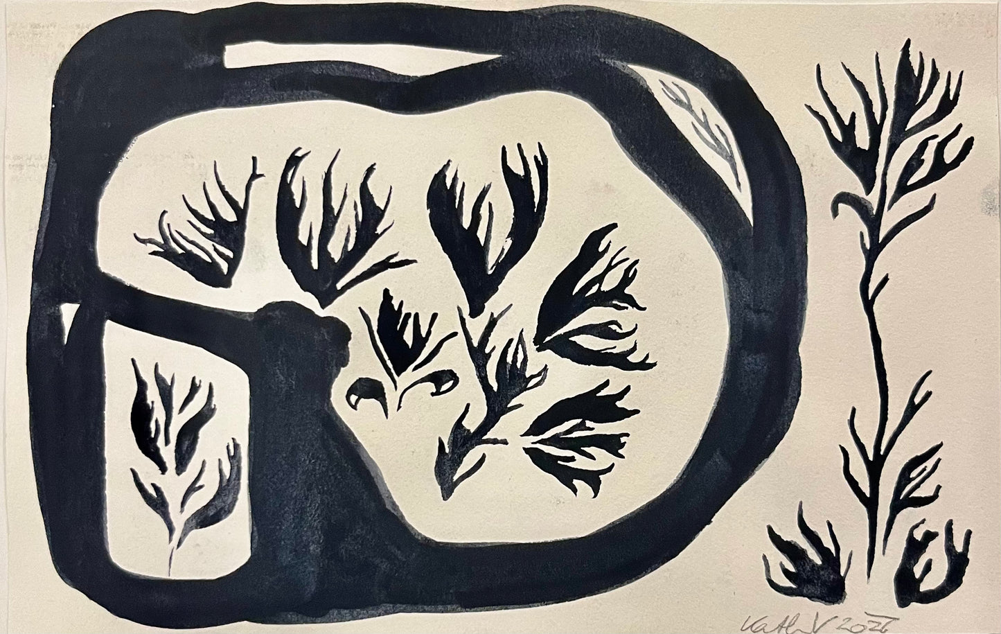 Aquarell Schwarze Blumen, Katharina Verra