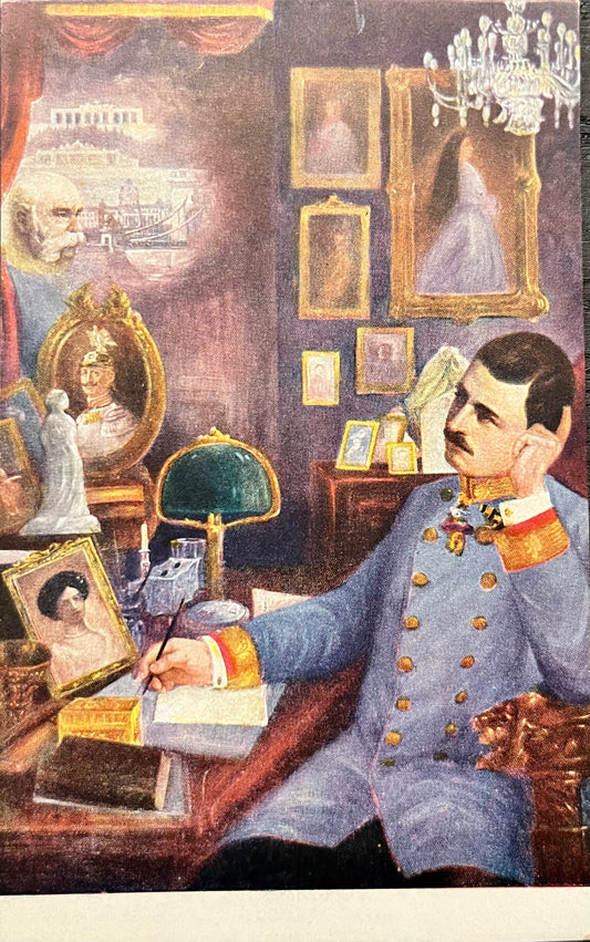 Historische Kriegspostkarte – Kaiser Karl I. am Schreibtisch