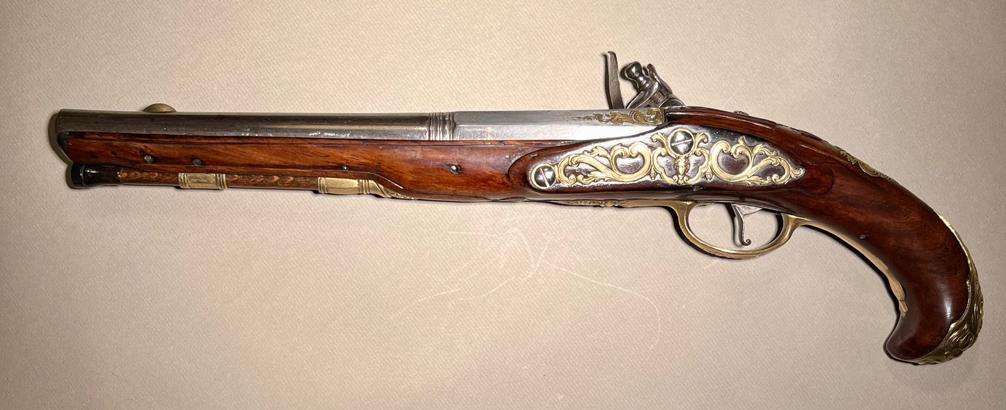 Steinschlosspistole, Georg Freund um 1750 Hofbüchsenmacher der Grafen Erbach, Odenwald