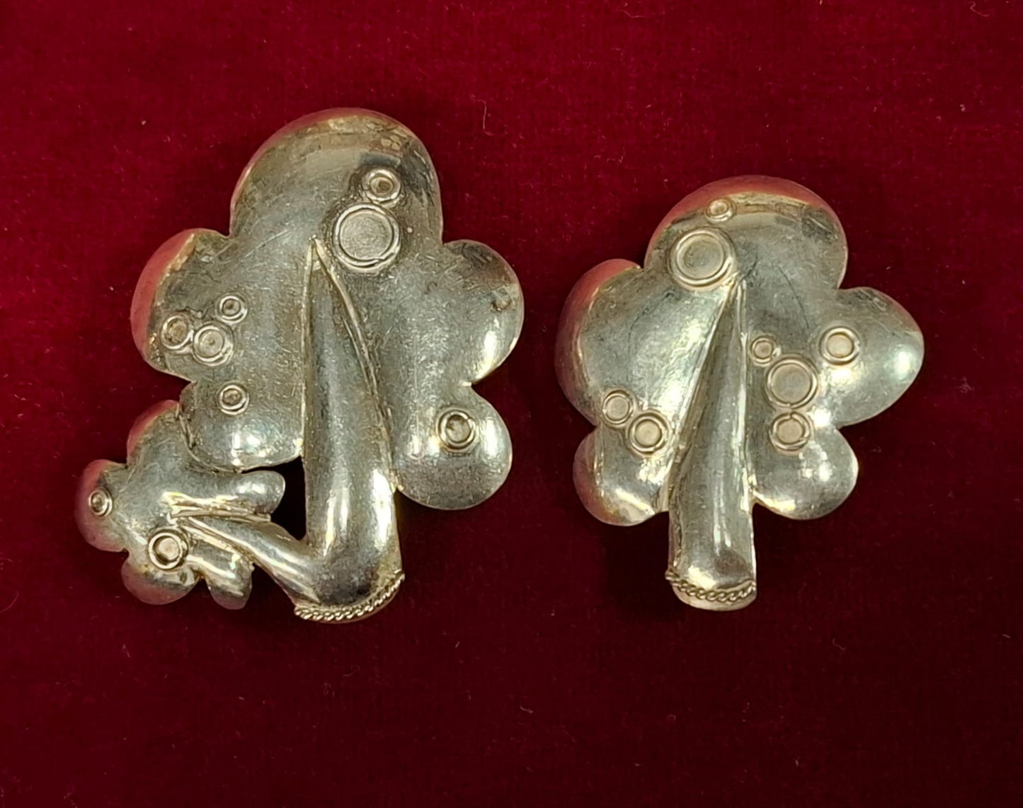 PAAR BROSCHEN BÄUME VINTAGE