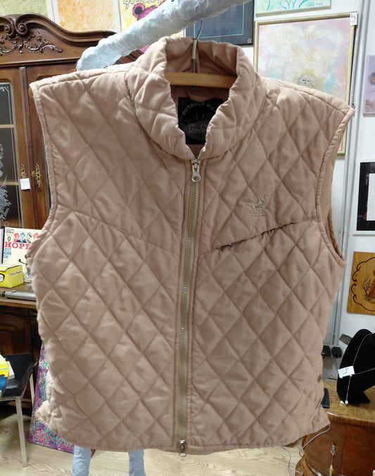 Retro-Steppjacke ohne Ärmel in Sandfarbe Gr. M