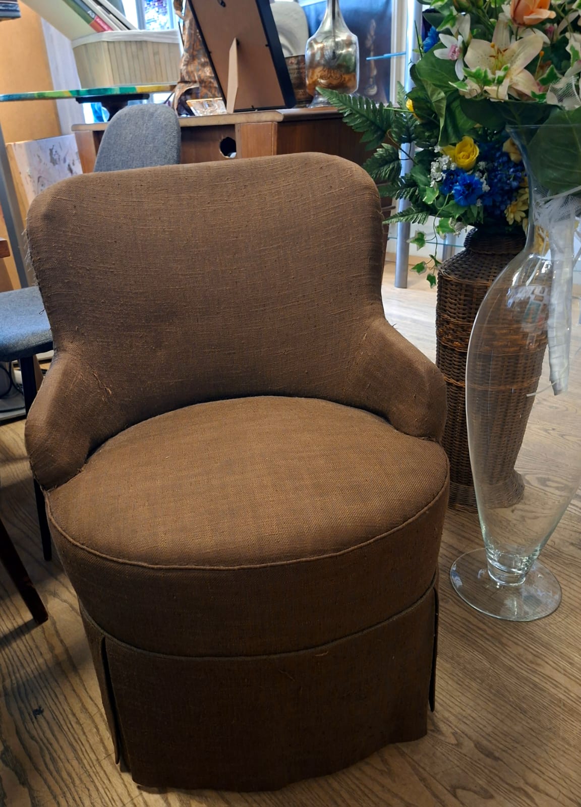 Vintage Lounge Chair Braun Stoffbezug