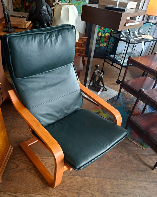 Vintage Relax Freischwinger Holz mit Lederbezug