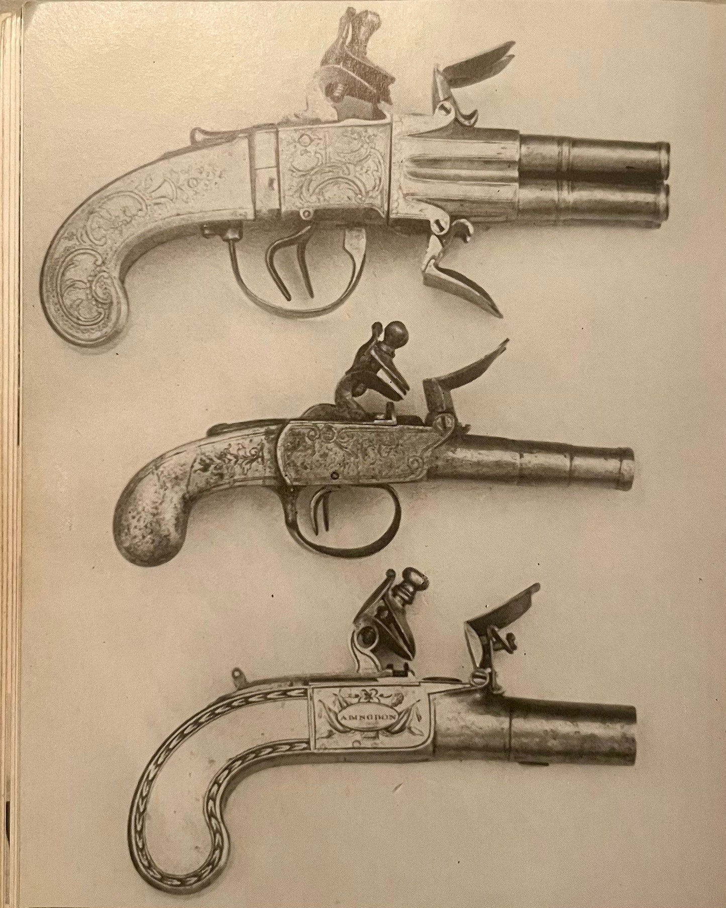 Ganzmetallpistole, vierläufig, Liege Belgien 1750