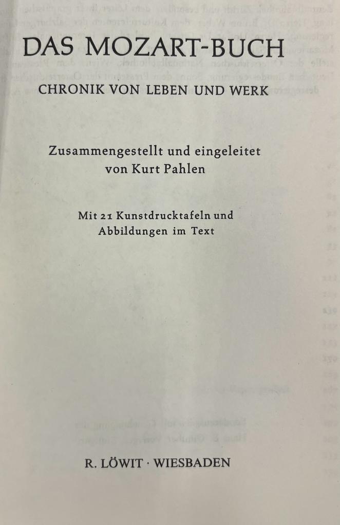 Das Mozart Buch, Kurt Pahlen