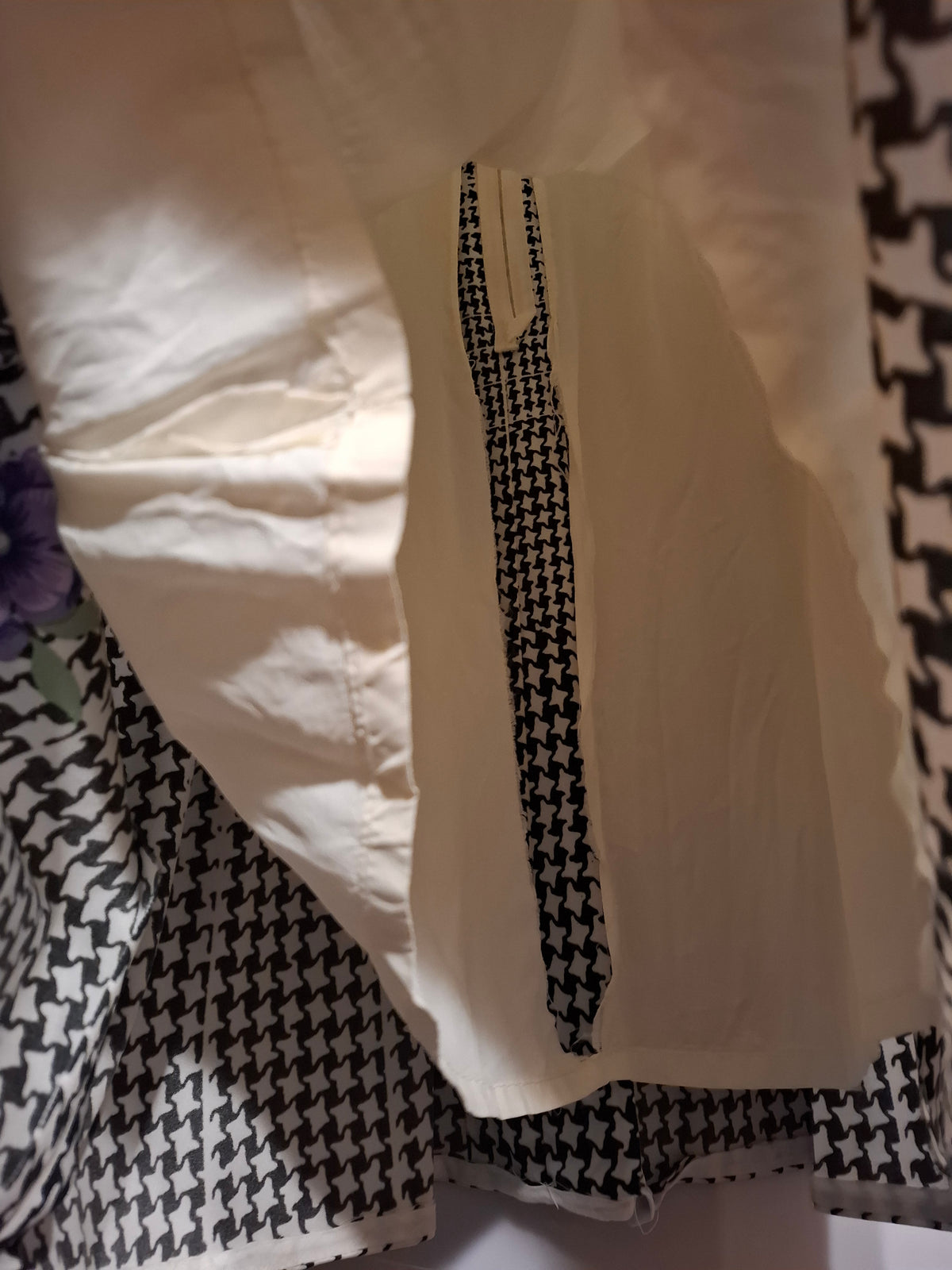 1960s–70s Vintage A-Line Skirt | Houndstooth & Floral Print