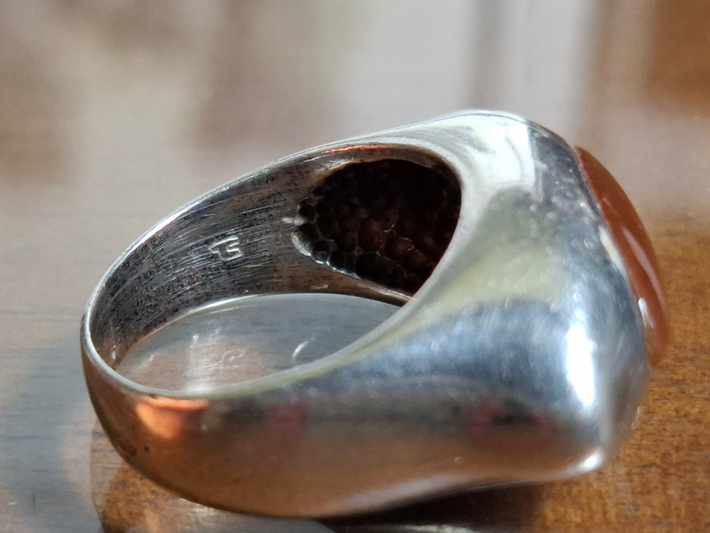 Vintage Rote Agate Spacey Ring signiert Silber 925