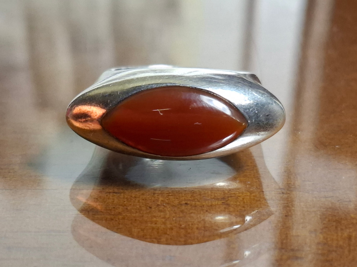 Vintage Rote Agate Spacey Ring signiert Silber 925