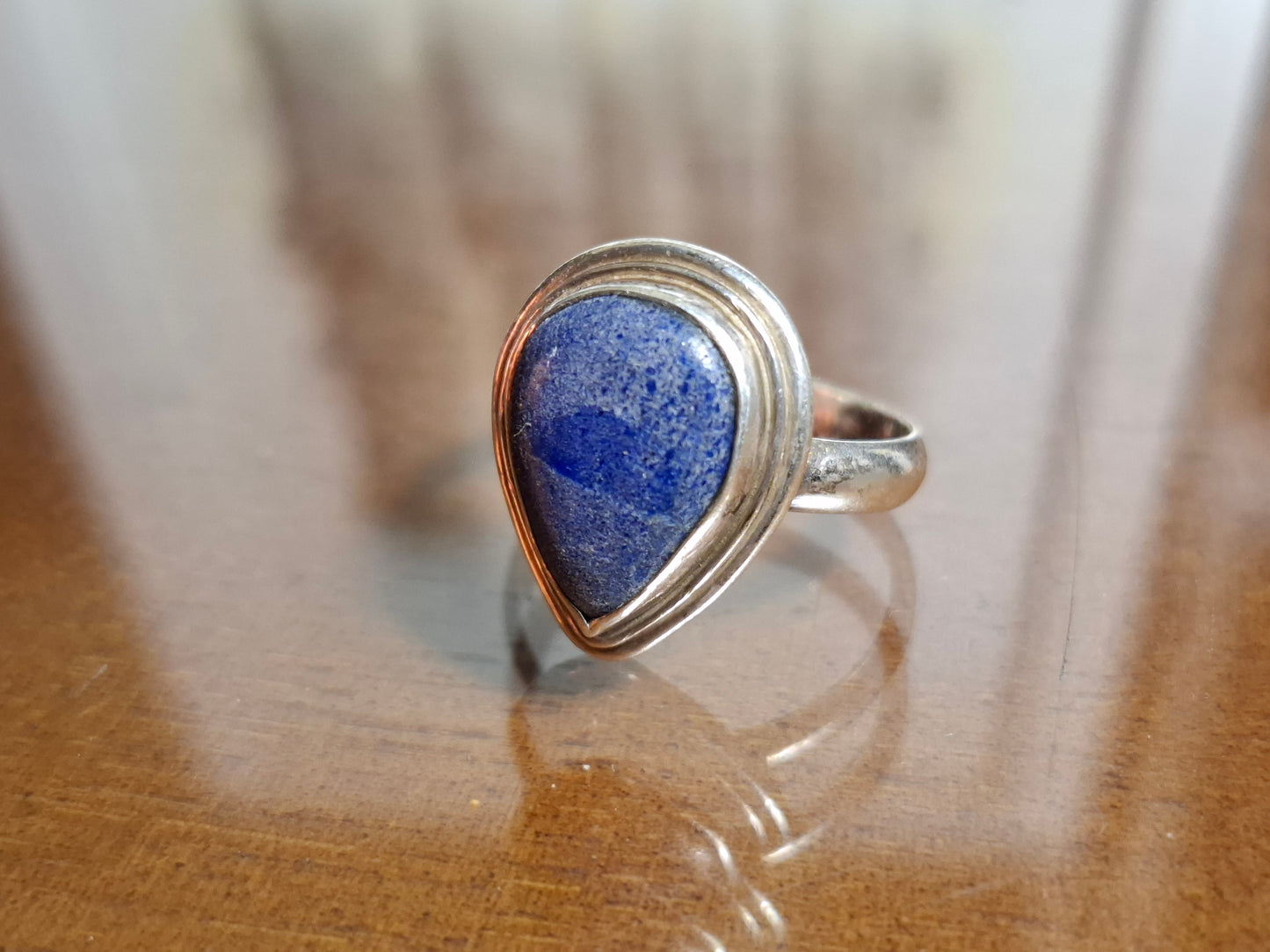 Natürlicher Lapislazuli, 925er Sterlingsilber Ring