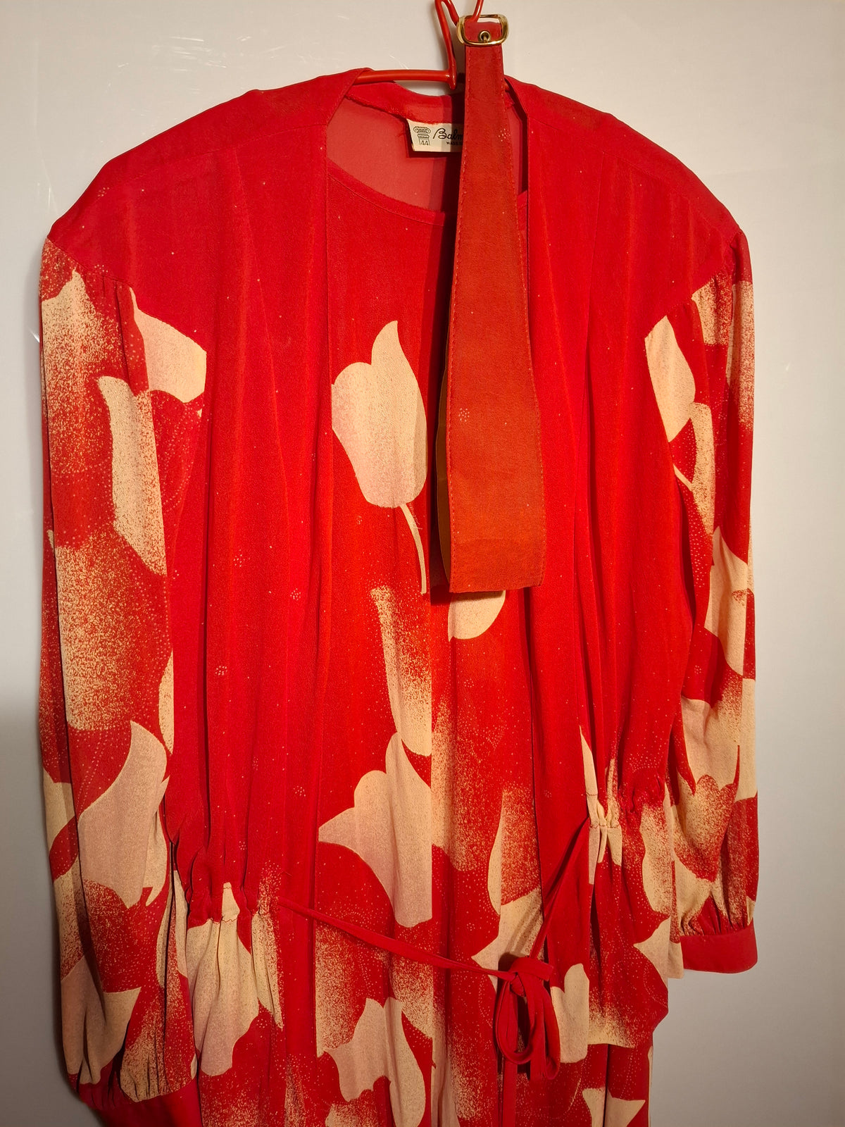 1970s Tulip Print Vintage Three-Piece Set — Dress, Top & Belt