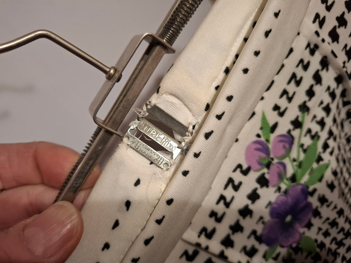 1960s–70s Vintage A-Line Skirt | Houndstooth & Floral Print