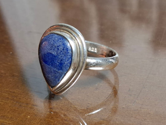 Natürlicher Lapislazuli, 925er Sterlingsilber Ring