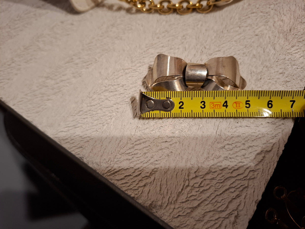 Vintage Silver Bow Brooch, circa 1940s–1950s