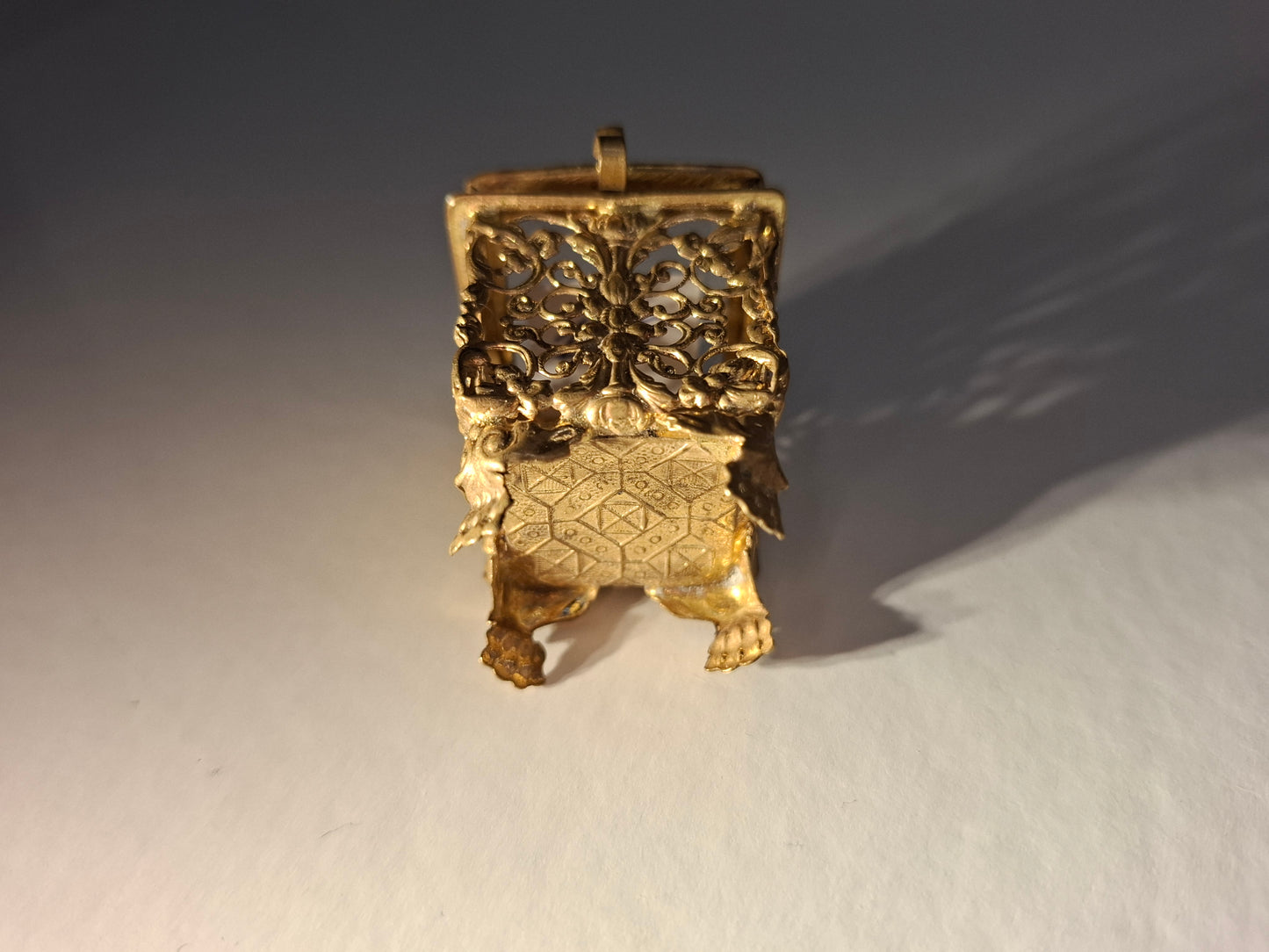Antique FRENCH Ormolu Filigree Miniature Beveled Glass VITRINE Box