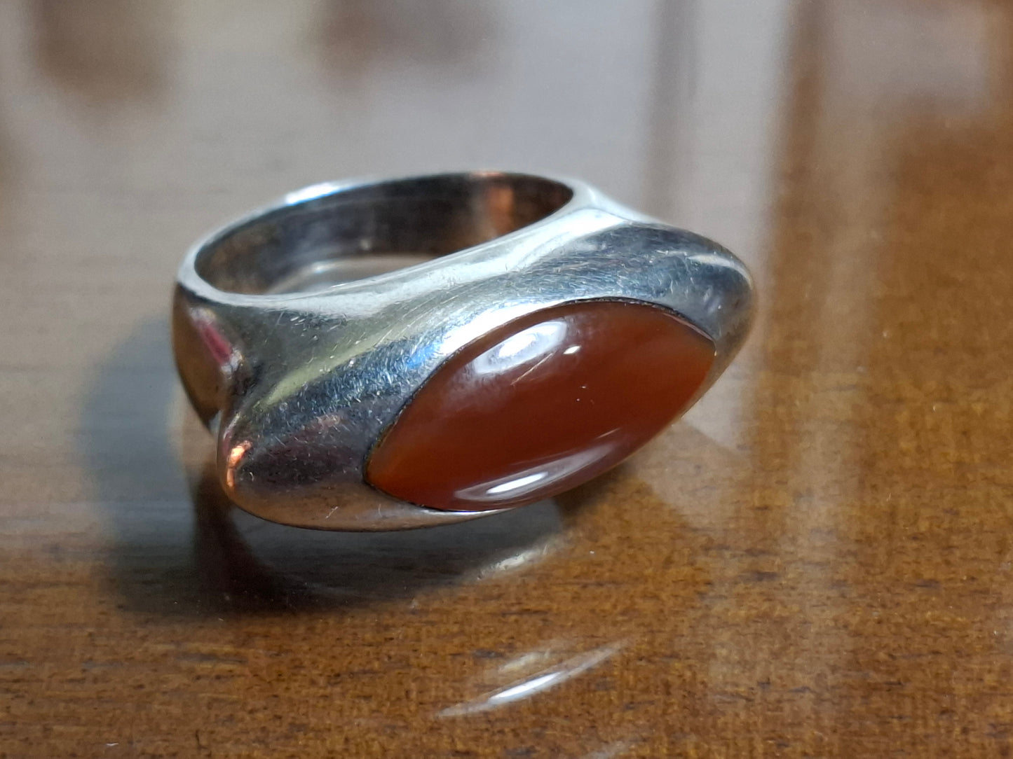 Vintage Rote Agate Spacey Ring signiert Silber 925